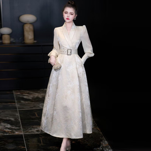 高端提花长裙法式 走秀新款 优雅V领大摆连衣裙 2026年春季 欧货女装