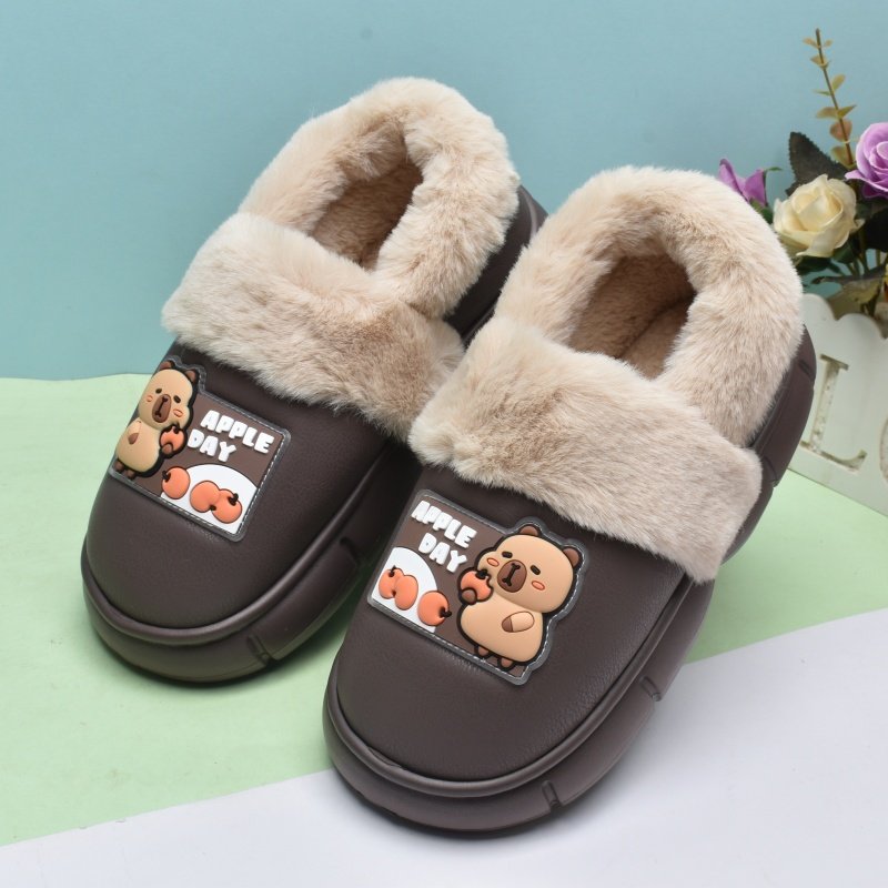 冬皮面包跟加厚棉拖鞋男孩中大童学生7-15岁儿童厚底保暖舒适棉鞋,居家布艺,居家棉拖/棉鞋,淘宝优惠券,粉丝福利购,淘宝优惠卷
