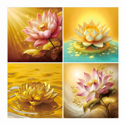 佛光莲花荷花贴画墙贴花卉壁贴画客厅玄关装饰贴卧室门贴无痕胶