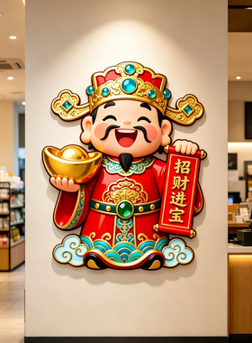 财神墙贴招财进宝门贴财源滚滚贴纸自粘八方来财贴柜子贴不留胶