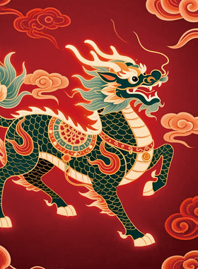 麒麟门贴神兽墙贴贴画壁贴玄关装饰柜门贴壁画2026年新年春节贴纸