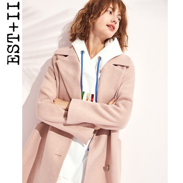 EST＋II 艺诗 中长款双排扣 女式复古羊毛呢大衣 天猫优惠券折后￥229包邮（￥429-200）2色可选