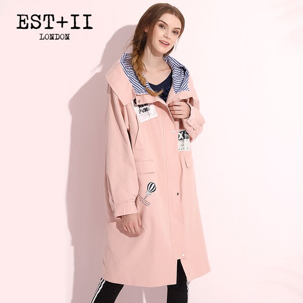 EST＋II 艺诗 中长款纯棉 女式连帽风衣 天猫优惠券折后￥269包邮（￥469-200）2色可选