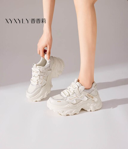 香香莉2026秋季女鞋36551系带厚底网面透气高跟潮品舒适女休闲鞋