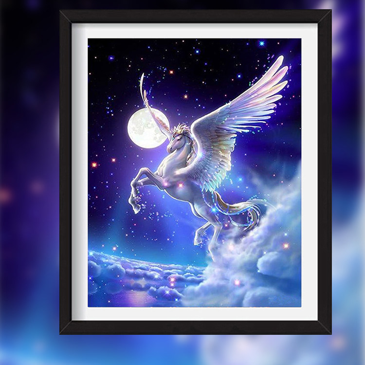 5d钻石画满钻新款独角兽卡通梦幻欧式马贴钻十字绣卧室小幅点钻画