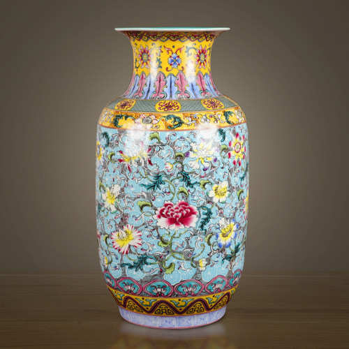 珐琅彩大花瓶新中式风景德镇瓷器