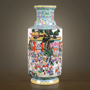 景德镇瓷器陶瓷珐琅彩大花瓶插花摆件新中式家居客厅电视柜装饰品