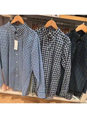 男装女装优质长绒棉格子衬衫长袖衬衣休闲纯棉476016/476014