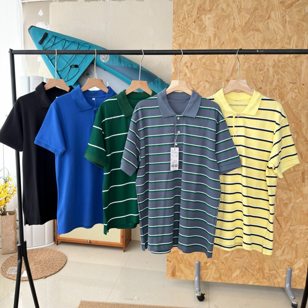 简约条纹 POLO 衫男女款速干透气短袖 T 恤休闲百搭翻领上衣