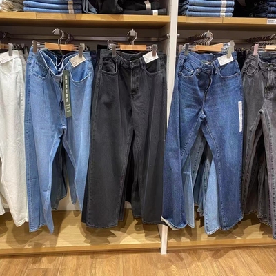 男女装宽松直筒牛仔裤水洗产品休闲长裤阔腿裤475551/470542