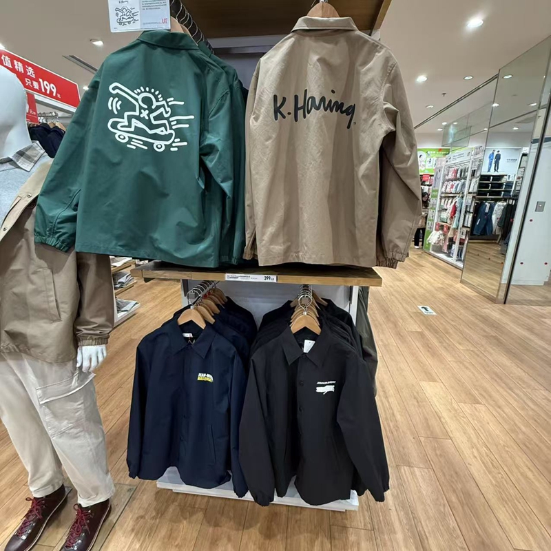 日单男女情侣款休闲教练夹克印花长袖宽松茄克外套479723/479722