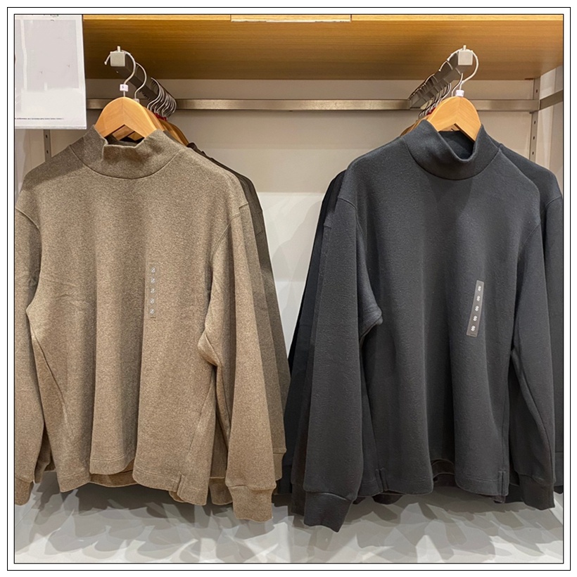 日单男女柔软针织摇粒绒高领套头衫T恤休闲保暖长袖打底衫469949