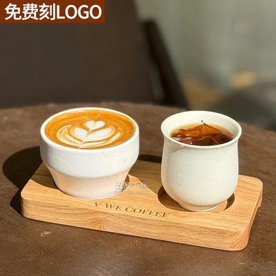 咖啡馆商用combo木托盘手冲咖啡木托双杯垫实木咖啡杯托盘可定制