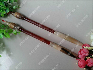 猴年新款 厂家直销精品玛瑙牛角带章带帽绣胎毛笔胎发笔婴儿纪念品