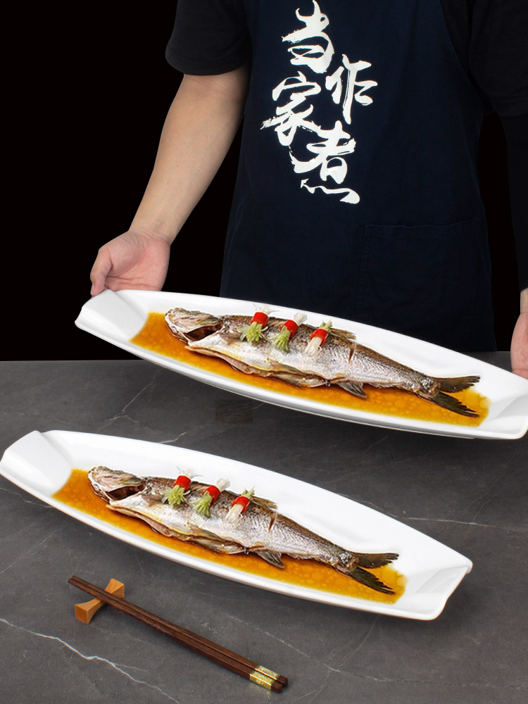 酒店超大长方形鱼盘密胺翘嘴白水鱼特色长条带鱼盘商用私房菜餐具,餐饮具,盘,淘宝优惠券,粉丝福利购,淘宝优惠卷