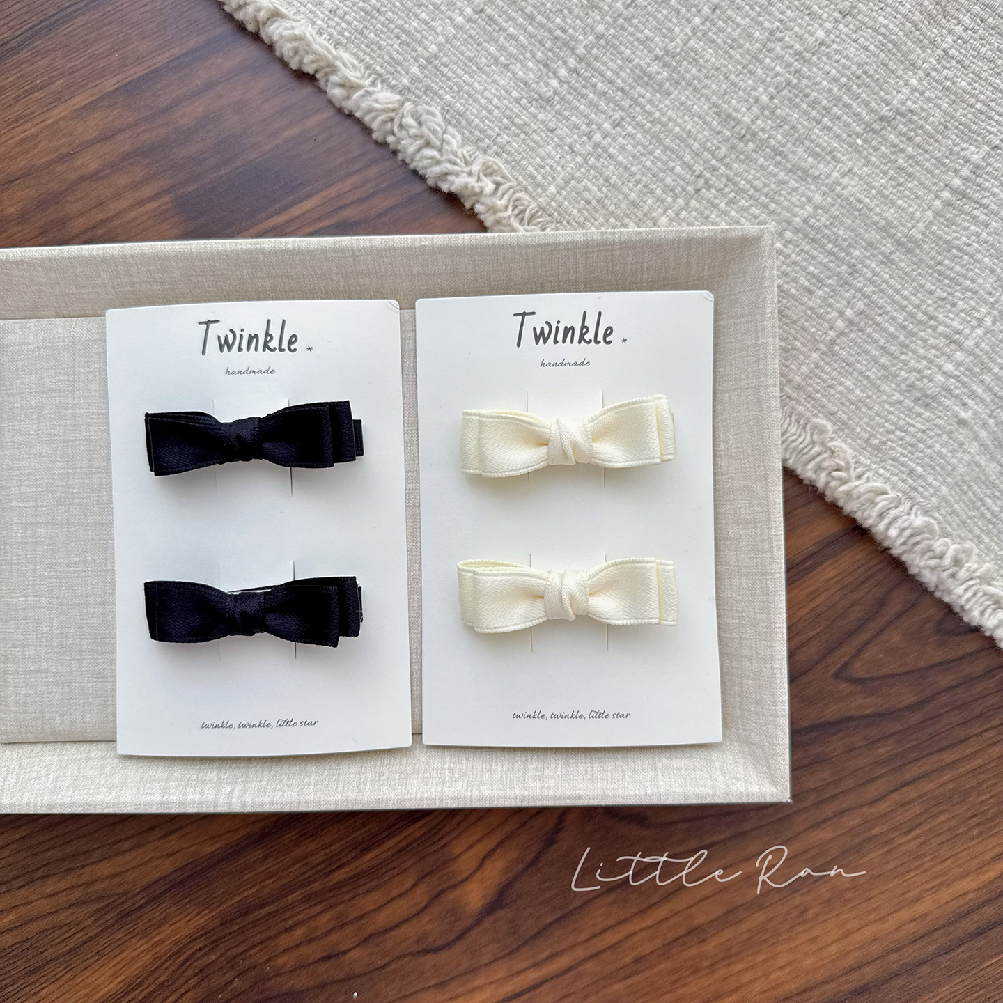 Little Ran气质蝴蝶结发饰儿童全包夹简约女童甜美可爱宝宝头饰