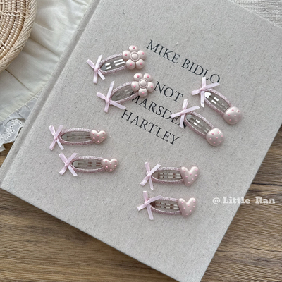 Little Ran儿童粉色发饰韩版简约爱心发夹女童甜美可爱宝宝头饰