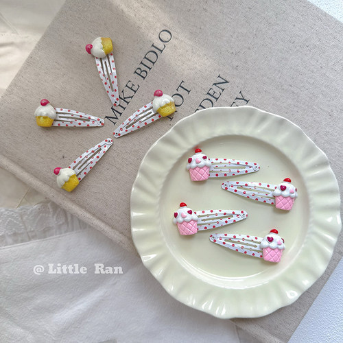Little Ran儿童发饰韩版简约冰激凌波点发夹女童甜美可爱宝宝发饰