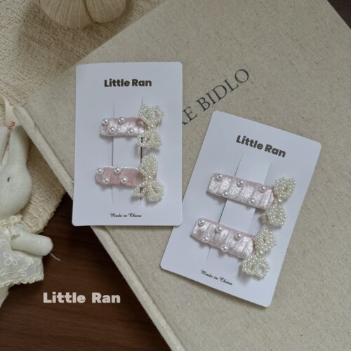 Little Ran韩系珍珠蝴蝶结发夹女温柔碎发刘海侧边夹发饰