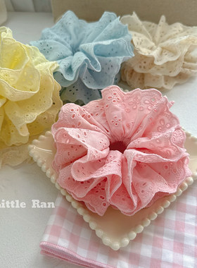 Little Ran小圈口发饰韩版简约蕾丝大肠发圈女童甜美可爱头绳发饰