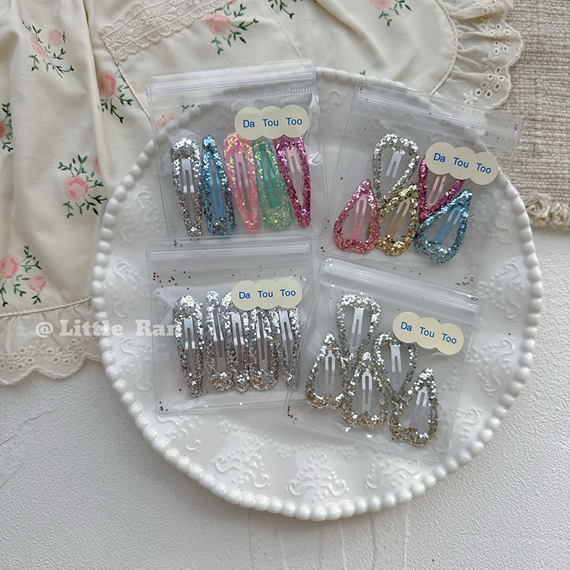 Little Ran儿童发饰韩版款彩色闪亮片bb夹刘海夹不伤发宝宝头饰