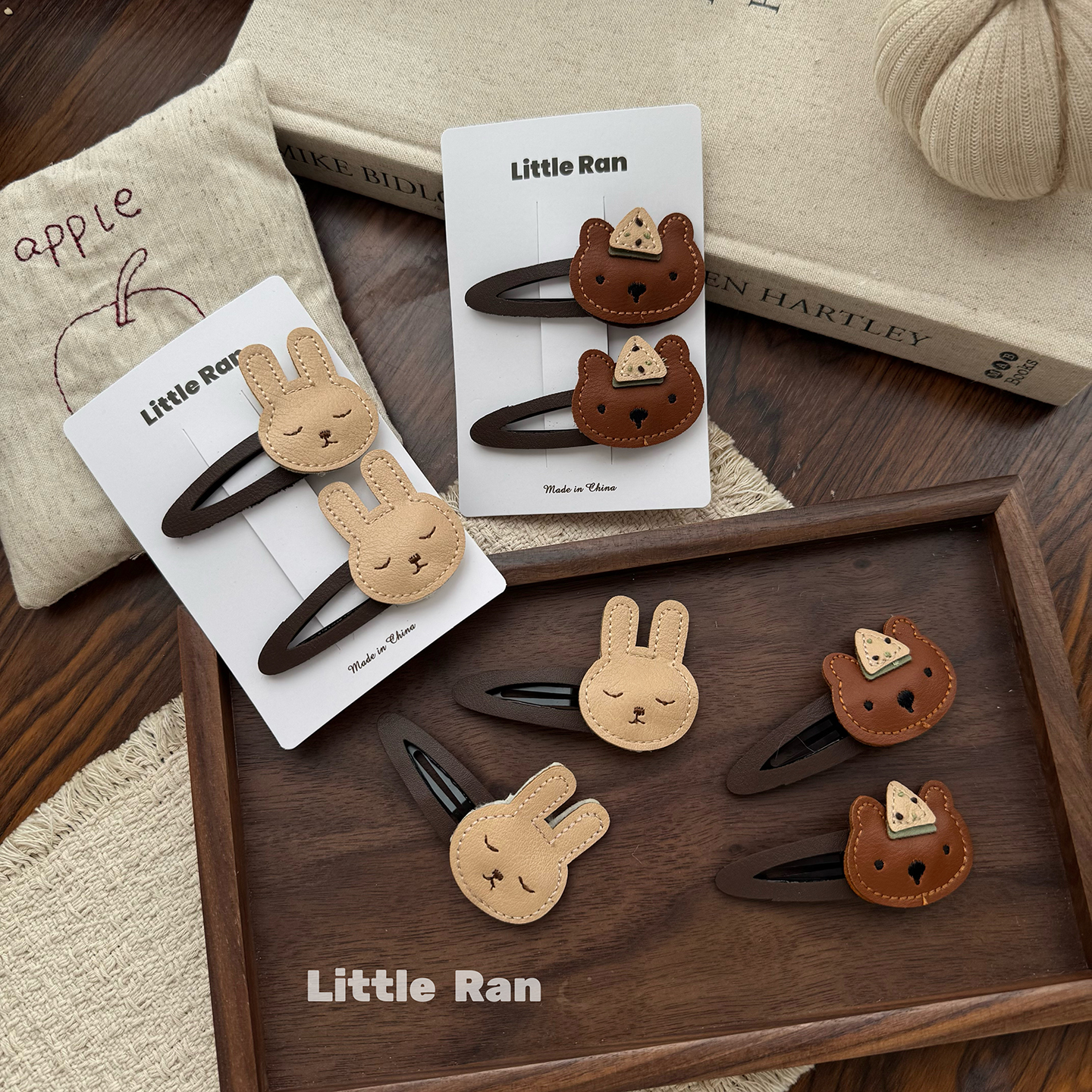 Little Ran 可爱卡通小熊兔子发夹儿童边夹刘海夹萌系发饰