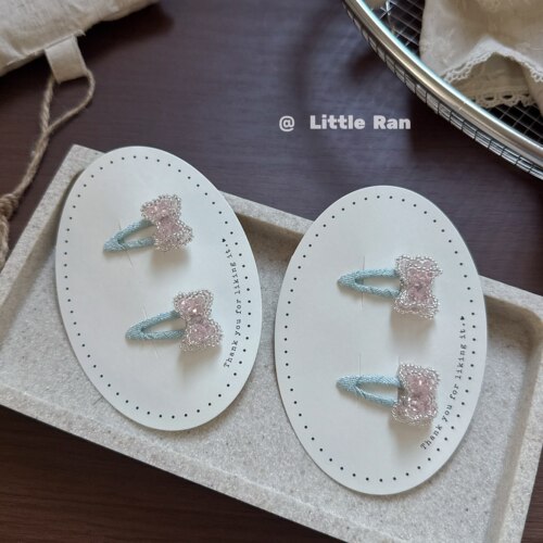 Little Ran韩版儿童蝴蝶结发夹女童精致百搭侧边夹刘海夹发饰