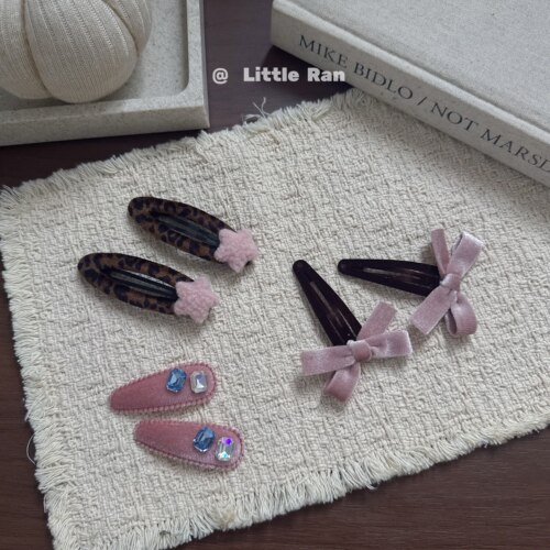 Little Ran早秋甜美蝴蝶结发夹少女可爱水钻BB夹碎发刘海夹发饰
