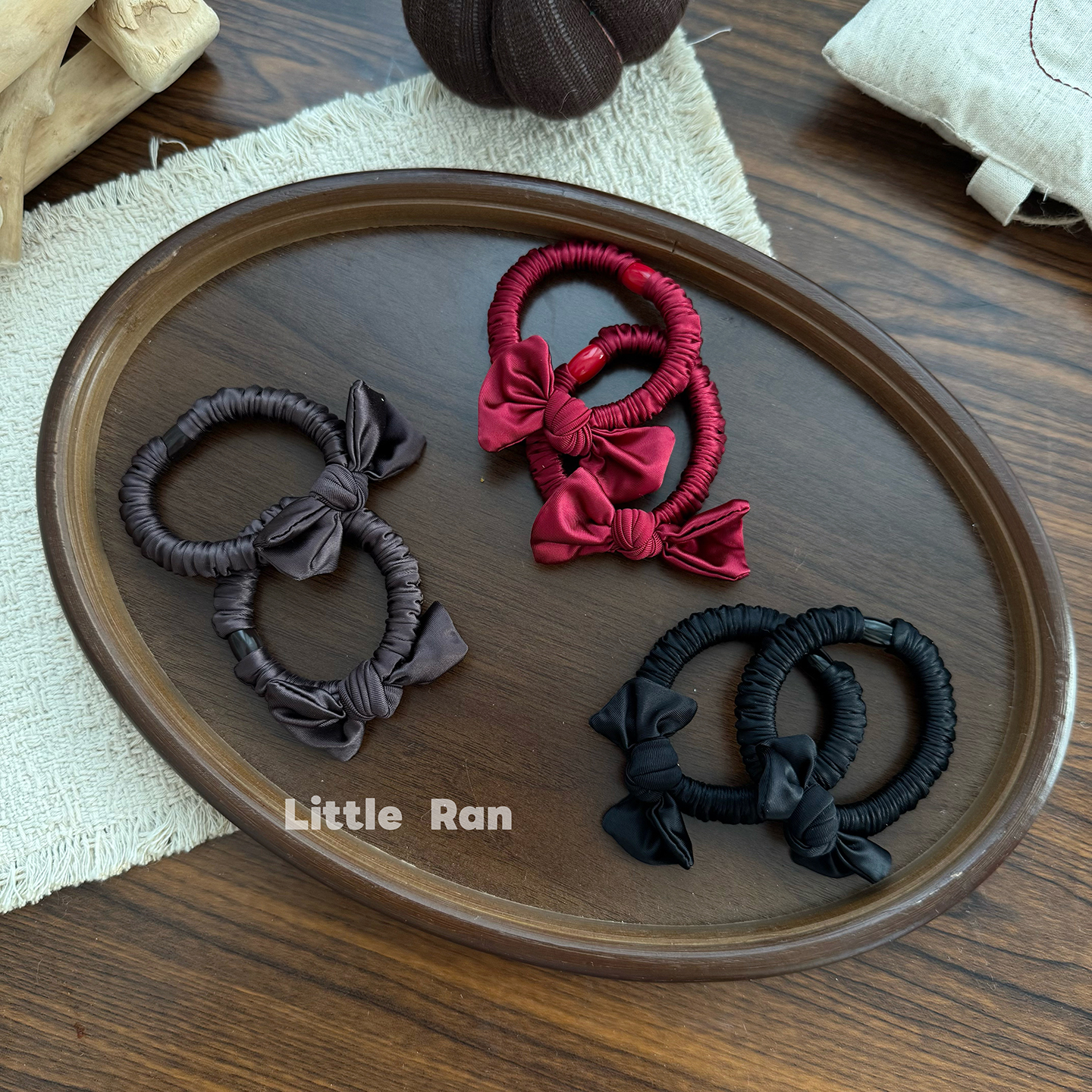 Little Ran简约气质蝴蝶结发圈女高弹力耐用橡皮筋扎头发头绳发饰