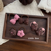 Little Ran韩国小众碎花毛绒蝴蝶结发圈女可爱百搭头绳发饰