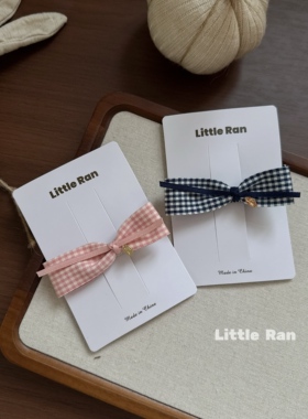 Little Ran小众学院风格纹蝴蝶结发夹女可爱少女刘海夹碎发夹百搭
