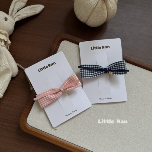 Little Ran小众学院风格纹蝴蝶结发夹女可爱少女刘海夹碎发夹百搭