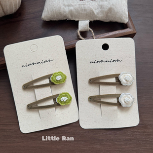 Little Ran 韩系小众花朵珍珠发夹女甜美气质高级感侧边夹子发卡