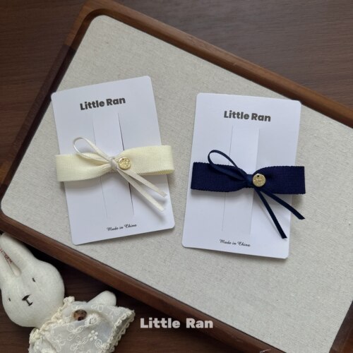 Little Ran韩国小众学院风蝴蝶结发夹女童韩系边夹复古气质发饰