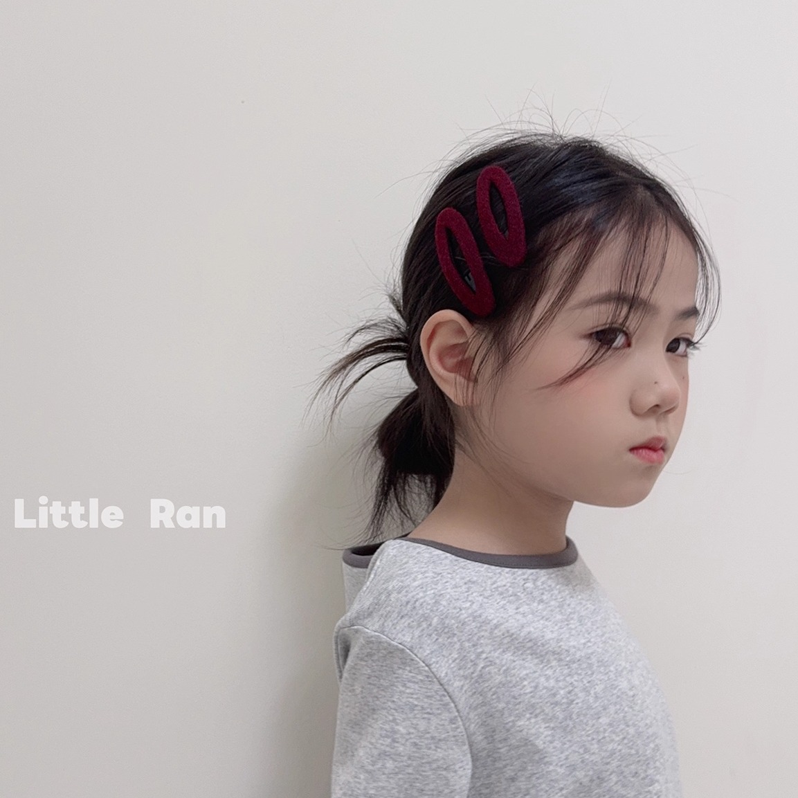 Little Ran秋冬新款毛呢椭圆发夹儿童发饰女童刘海碎发夹宝宝发卡