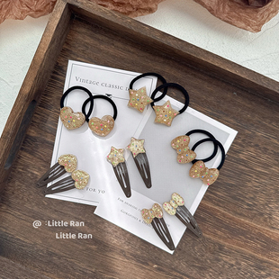 Little Ran 韩版儿童发饰高弹皮筋不伤发星星头绳发夹