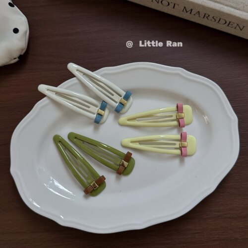 Little Ran 韩系ins蝴蝶结水滴碎发夹儿童刘海夹大号碎发边夹