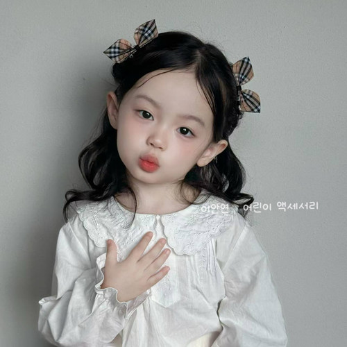 Little Ran 早秋儿童发饰可爱格子发夹女童刘海碎发夹宝宝侧边夹