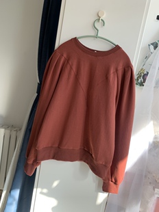 潮牌铁锈红显白显瘦圆领小个子卫衣肩袖设计感爆棚纯棉春季