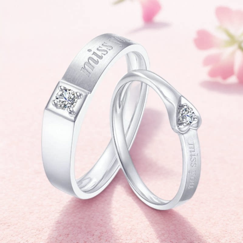 YOU&ME为爱转动结婚对戒纯银镀金镶嵌莫桑钻石情侣黑白钻订做原创