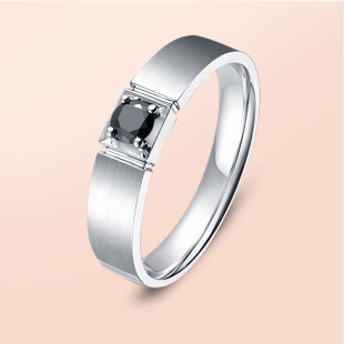 戒指黑骑士男士 18K金镶钻结婚对戒 莫桑石钻戒情侣戒指定制纯银镀