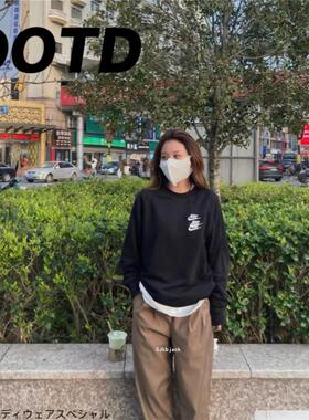 Nike耐克 男三钩叠标字母圆领长袖休闲运动套头卫衣 DN4408-010