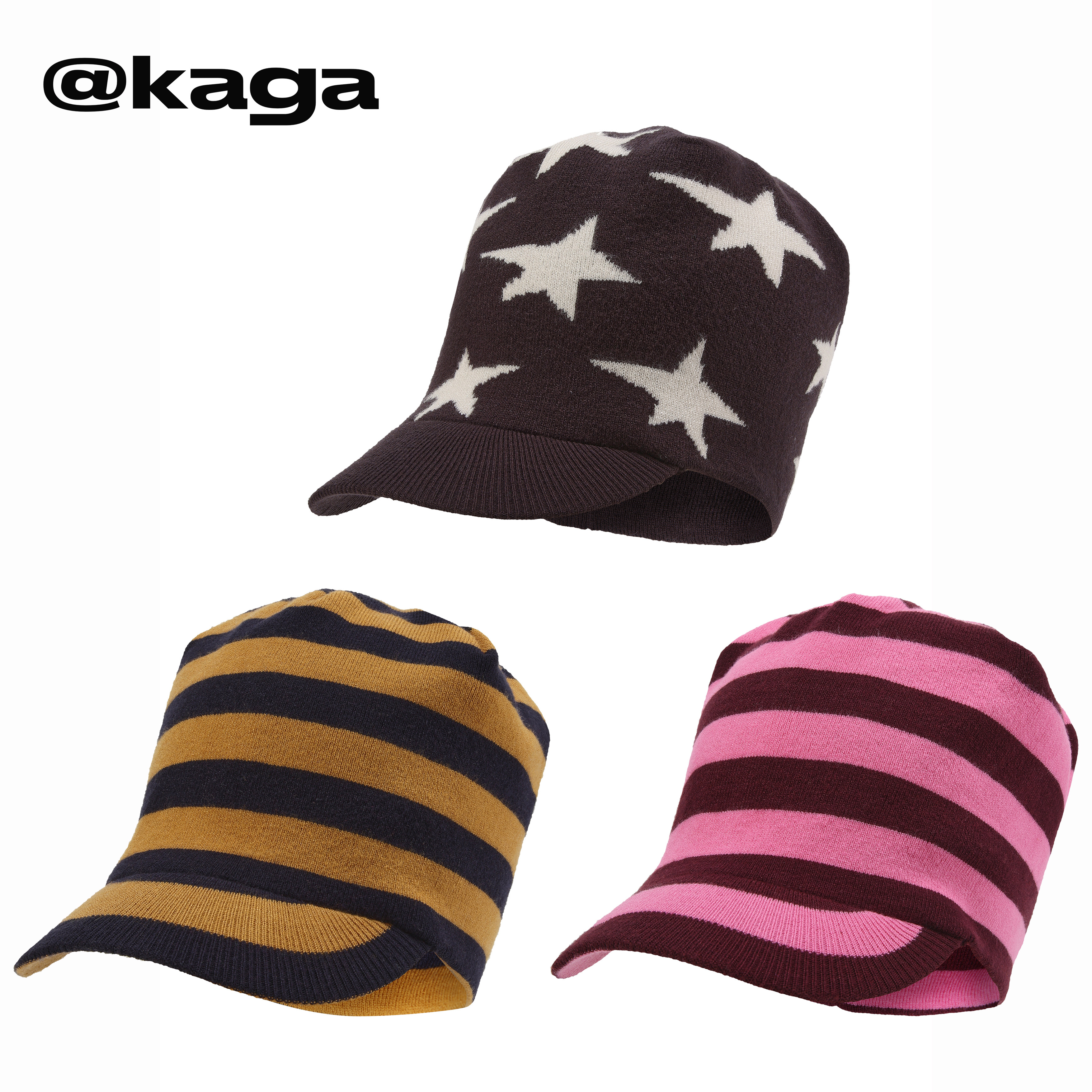 KAGA官方弹力宽松带檐针织鸭舌帽
