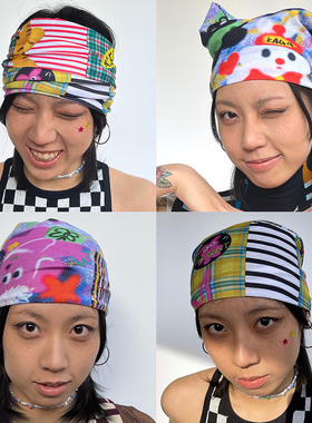 官方正品KAGA 千禧辣妹趣味运动户外百搭无缝套头高弹头巾