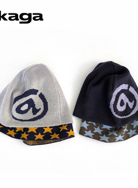 KAGA官方 双层可拆分佩戴针织冷帽 保暖有层次 双色拼色星星