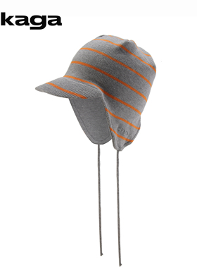 KAGA官方 【Cloudline】灰色条纹针织护耳帽 百搭舒适
