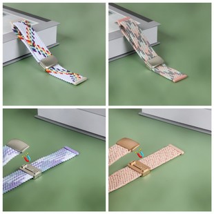 适用fitbit versa2/3/4弹力手表带sense2编织Lite金属磁吸扣腕带