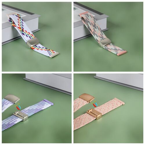 适用fitbit versa2/3/4弹力手表带sense2编织Lite金属磁吸扣腕带