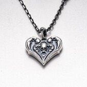 主师原创s925手工巴洛克骷髅纯银扑克牌黑红梅方项链吊坠