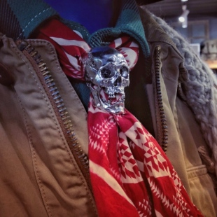 主师原创新款设计暗黑系合金骷髅方巾扣子波洛领带哈雷领绳时尚